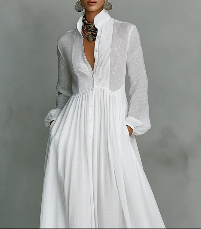Celine™ | Women's Flowing Button-Front Maxi Dress