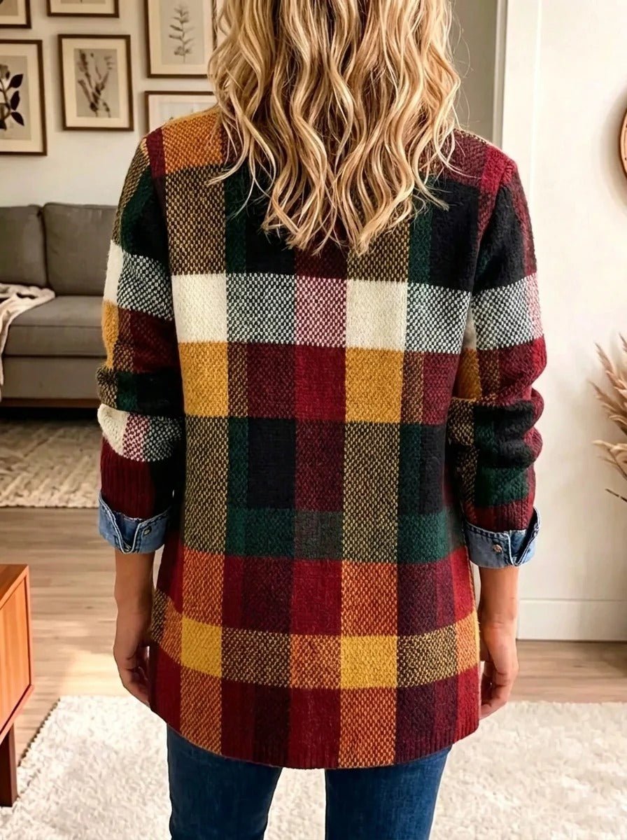 Effie™ | Colour Block Plaid Denim Jacket