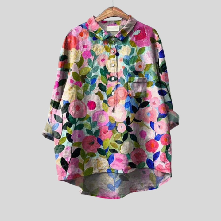 Jovienne™ | Women's Floral Button-Front Blouse