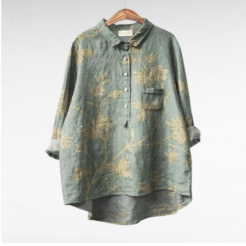 Jovienne™ | Women's Floral Button-Front Blouse