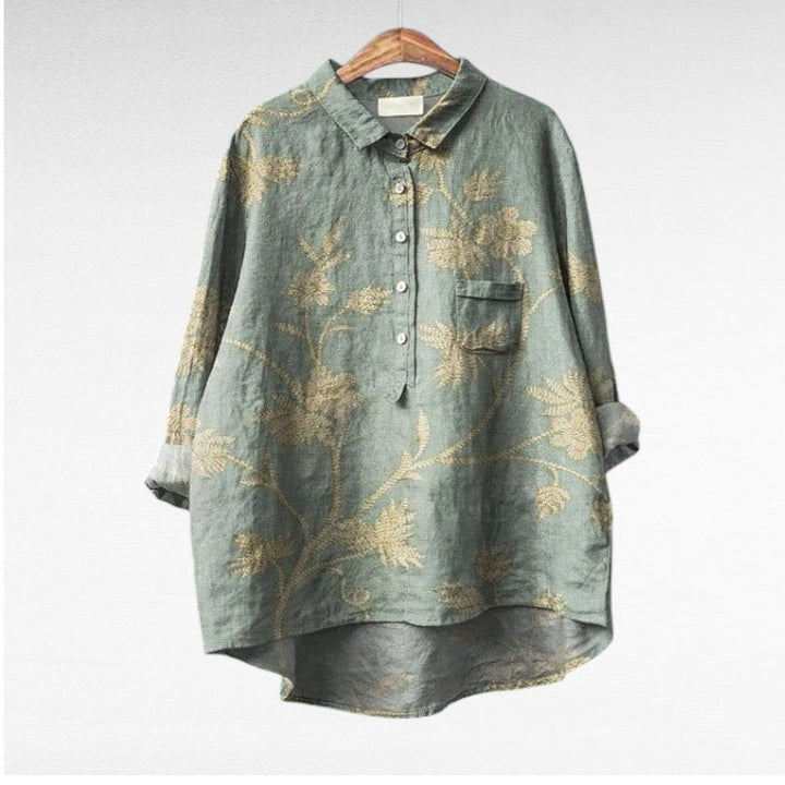 Jovienne™ | Women's Floral Button-Front Blouse