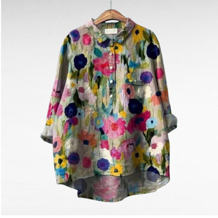 Jovienne™ | Women's Floral Button-Front Blouse