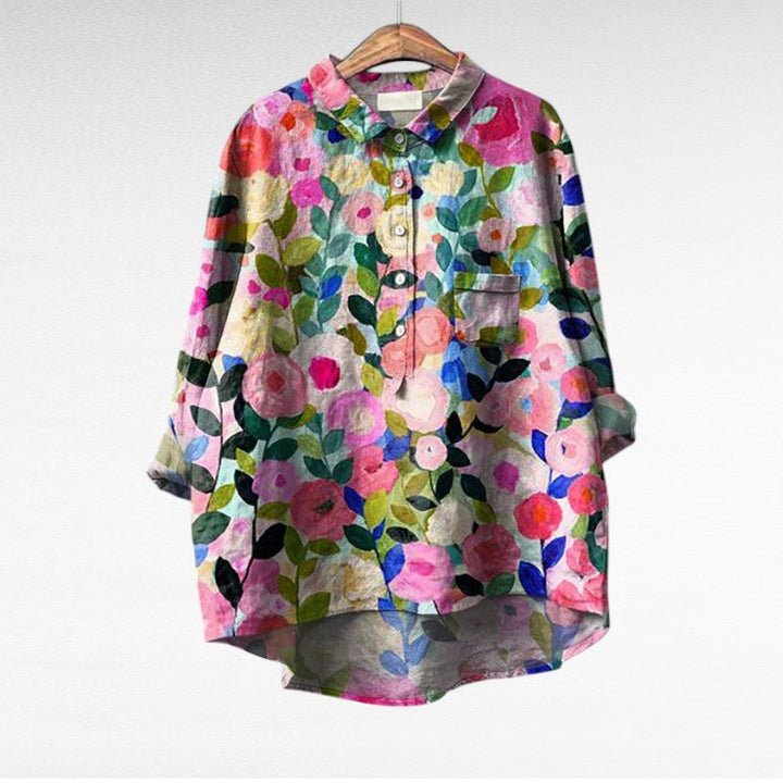 Jovienne™ | Women's Floral Button-Front Blouse