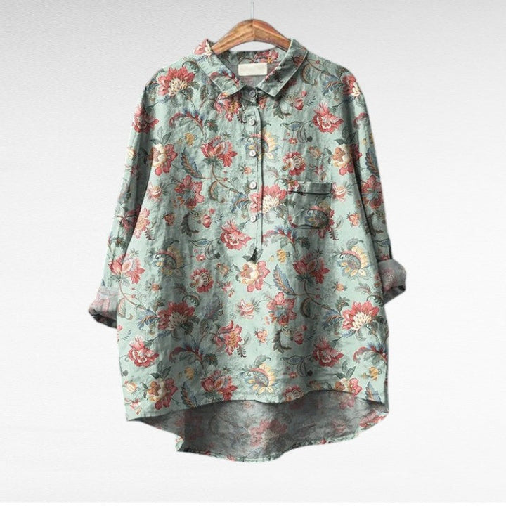 Jovienne™ | Women's Floral Button-Front Blouse