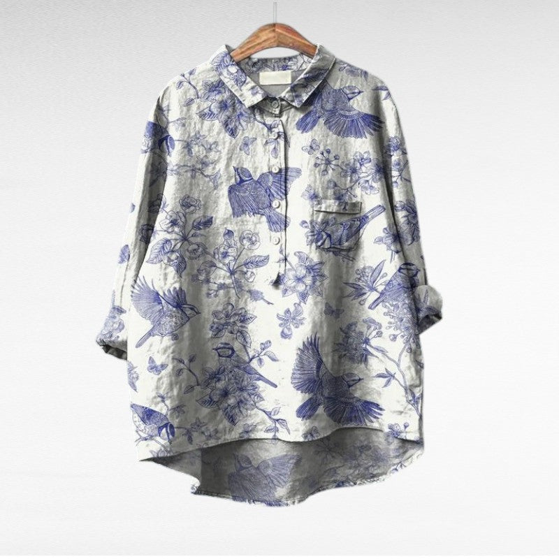 Jovienne™ | Women's Floral Button-Front Blouse