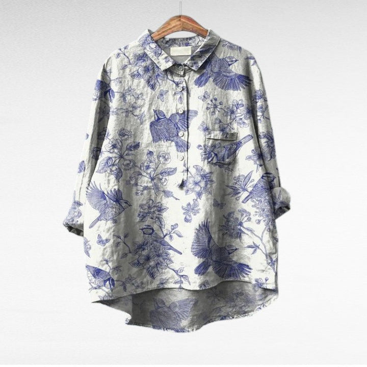 Jovienne™ | Women's Floral Button-Front Blouse