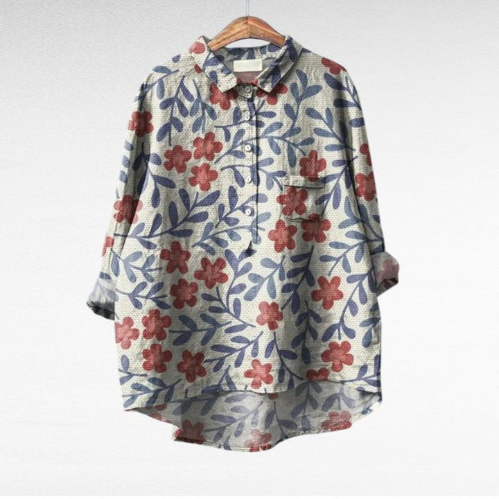 Jovienne™ | Women's Floral Button-Front Blouse
