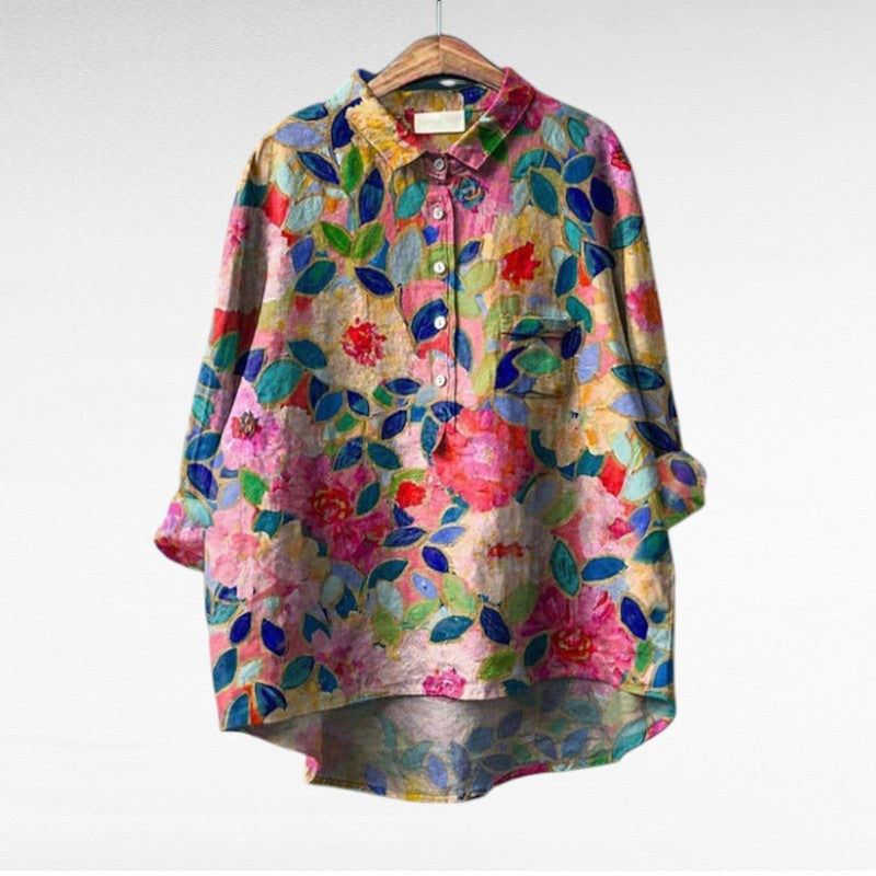 Jovienne™ | Women's Floral Button-Front Blouse