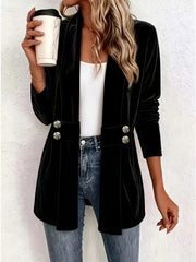 Lark™ | Black Velvet Button-Tab Cardigan