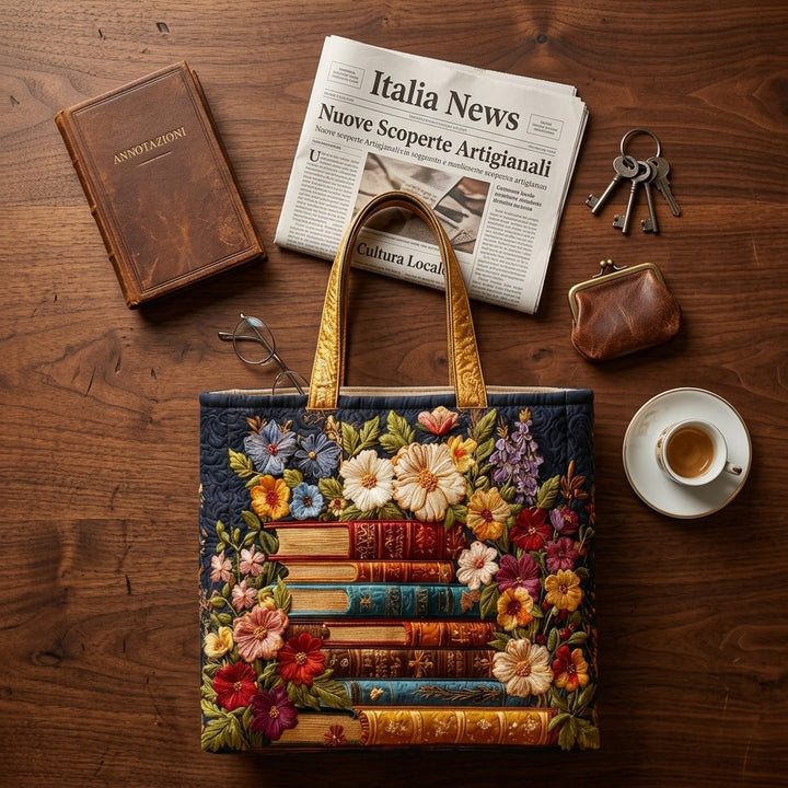 Maria™ | Women's Floral &amp; Books Quilted Tote Bag