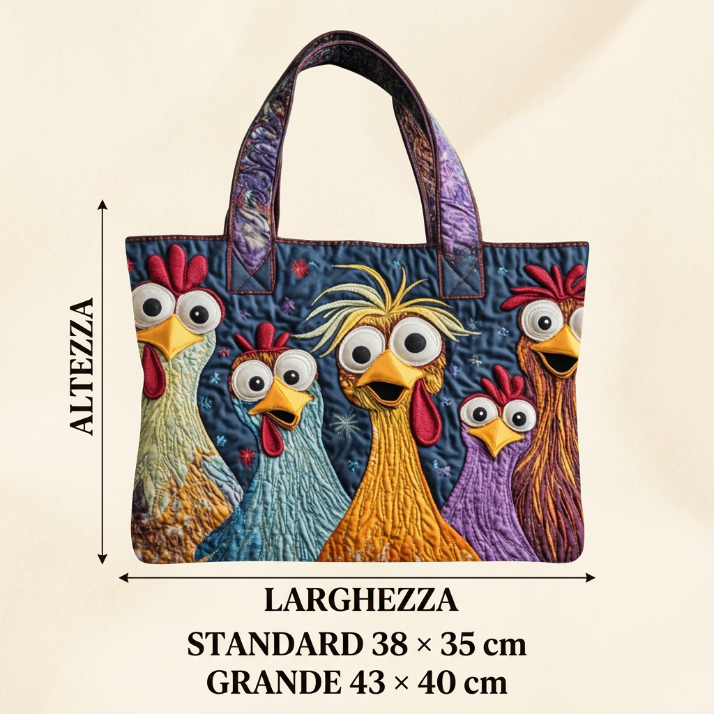 Maria™ | Women's Colorful Hens Quilted Tote Bag