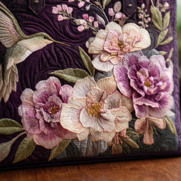 Maria™ | Women's Hummingbird &amp; Orchid Quilted Tote Bag