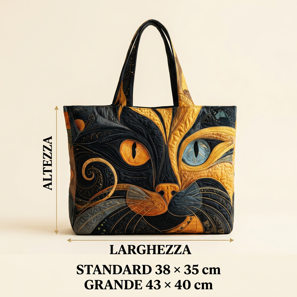 Maria™ | Women's Mysterious Cat Quilted Tote Bag