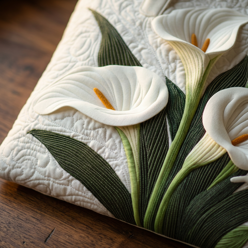 Maria™ | Women's White Calla Lily Quilted Tote Bag