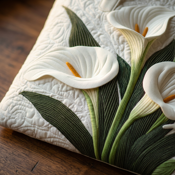 Maria™ | Women's White Calla Lily Quilted Tote Bag