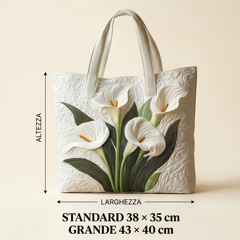 Maria™ | Women's White Calla Lily Quilted Tote Bag