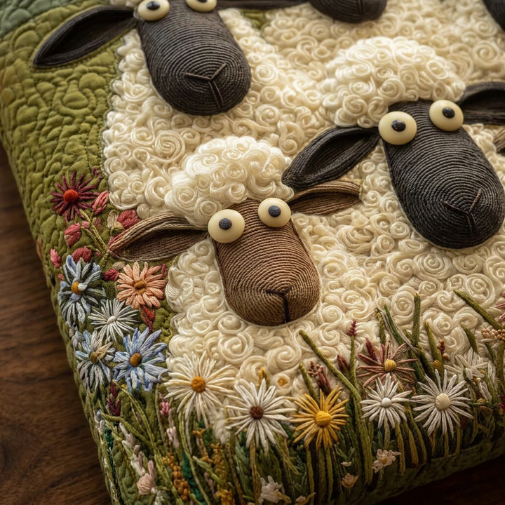 Borsa Artistica Trapuntata cinque pecore – Due Misure