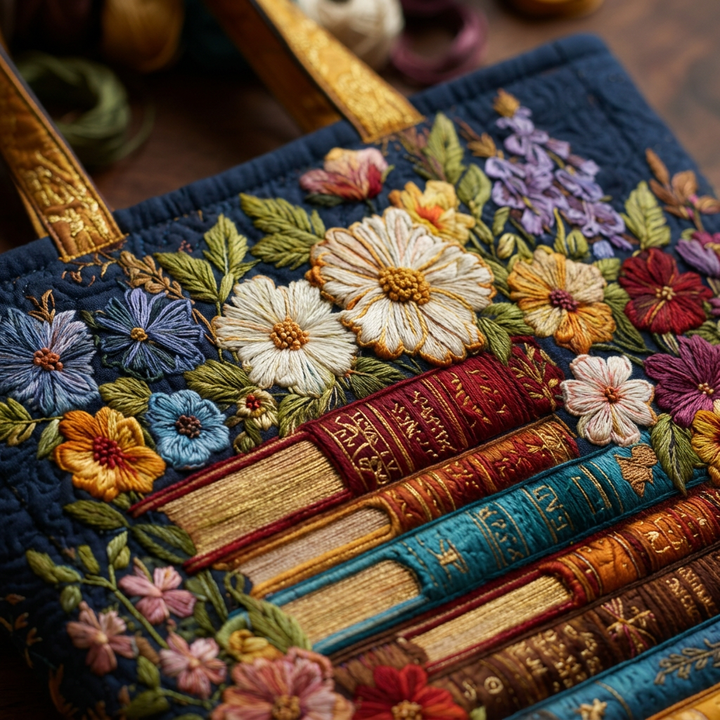 Maria™ | Women's Floral &amp; Books Quilted Tote Bag