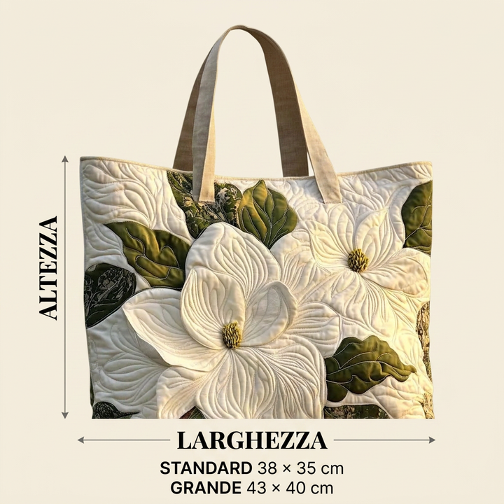 Maria™ | Women's White Lily Quilted Tote Bag