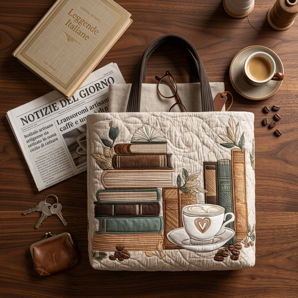 Maria™ | Women's Coffee-Themed Quilted Tote Bag