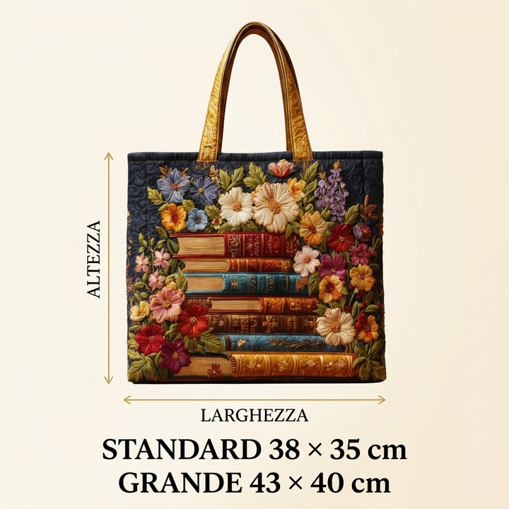 Maria™ | Women's Floral &amp; Books Quilted Tote Bag