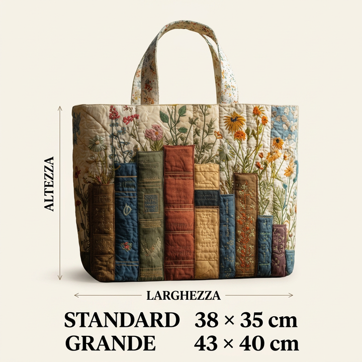 Maria™ | Women's Books &amp; Flowers Quilted Tote Bag