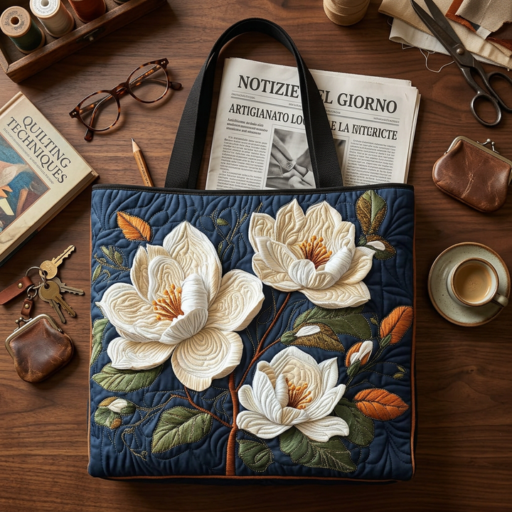 Maria™ | Women's Delicate Magnolia Quilted Tote Bag