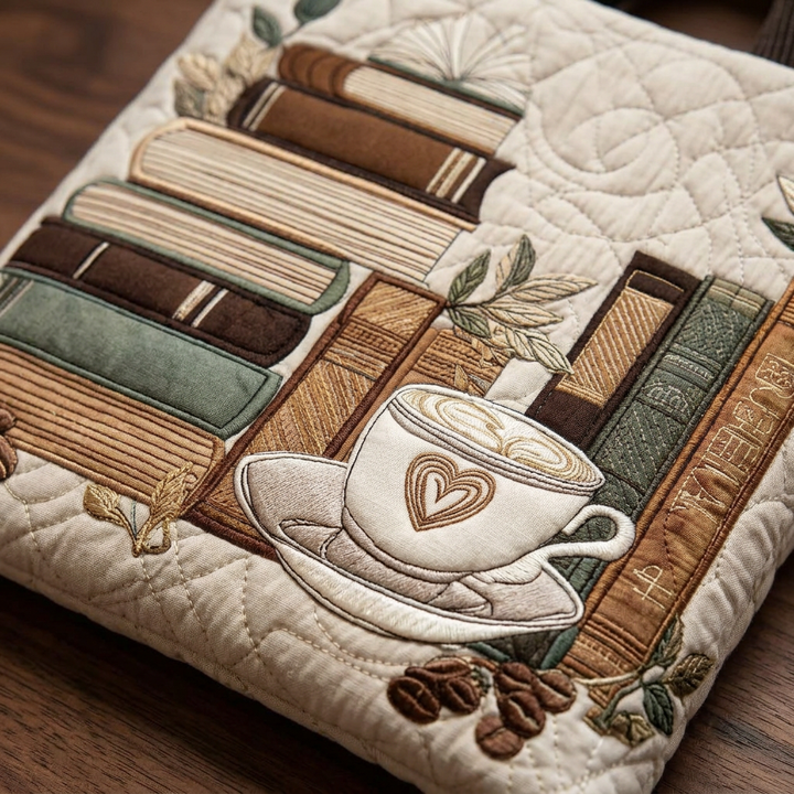 Maria™ | Women's Coffee-Themed Quilted Tote Bag