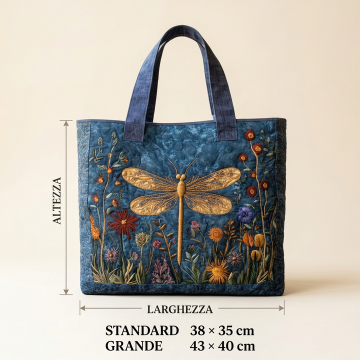 Maria™ | Women's Golden Dragonfly Quilted Tote Bag