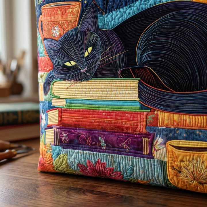 Maria™ | Women's Black Cat Quilted Tote Bag