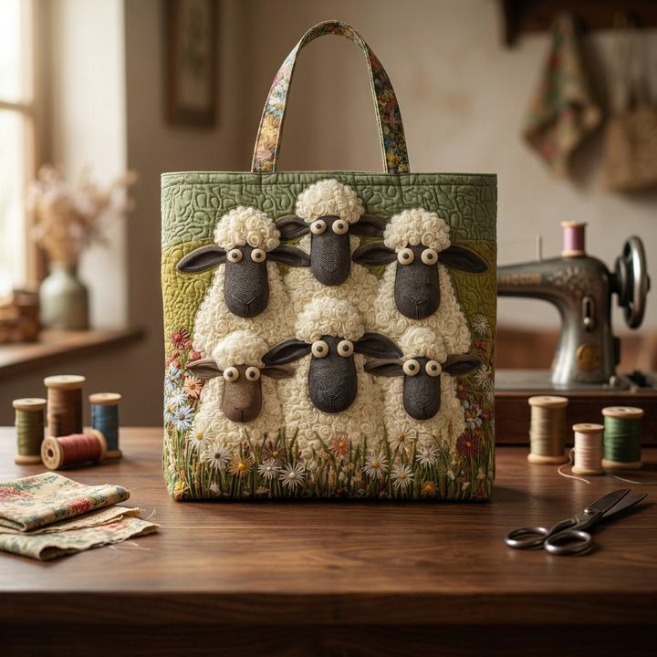 Borsa Artistica Trapuntata cinque pecore – Due Misure