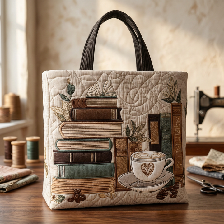 Maria™ | Women's Coffee-Themed Quilted Tote Bag