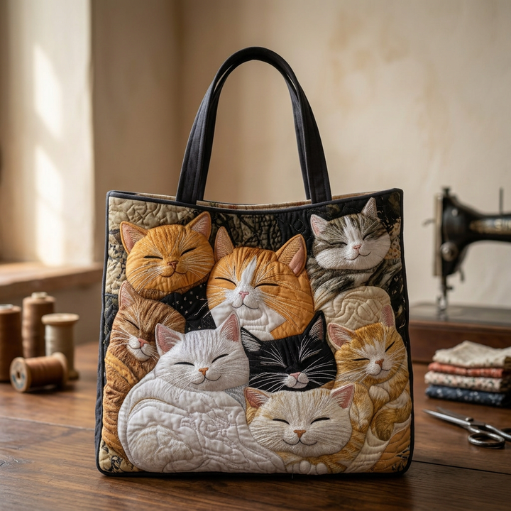 Maria™ | Women's Sleeping Kittens Quilted Tote Bag