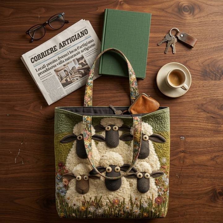 Borsa Artistica Trapuntata cinque pecore – Due Misure