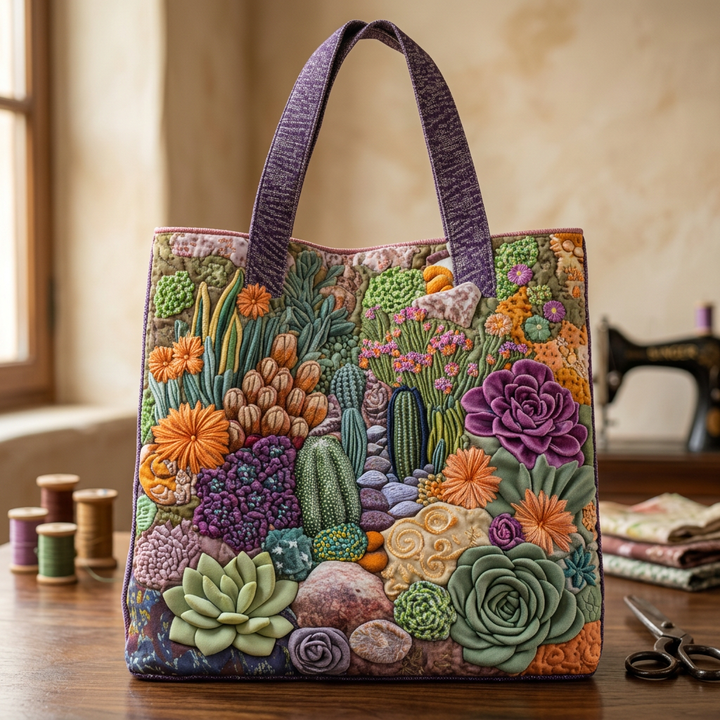 Maria™ | Women's Succulent Garden Quilted Tote Bag