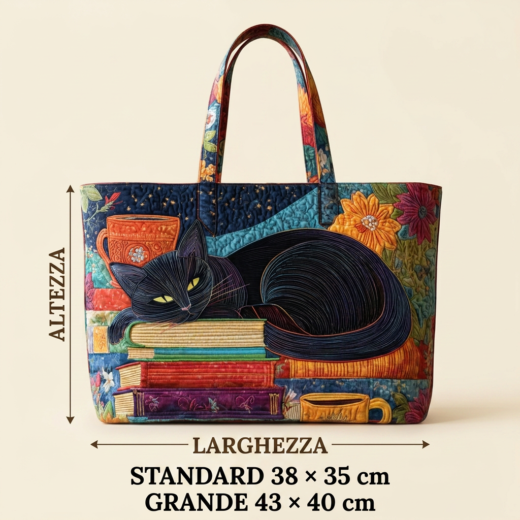 Maria™ | Women's Black Cat Quilted Tote Bag