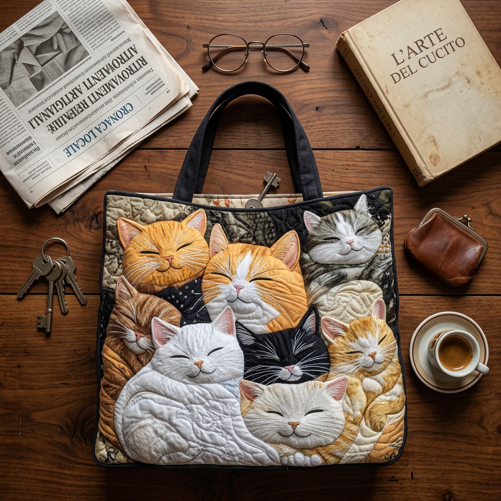 Maria™ | Women's Sleeping Kittens Quilted Tote Bag