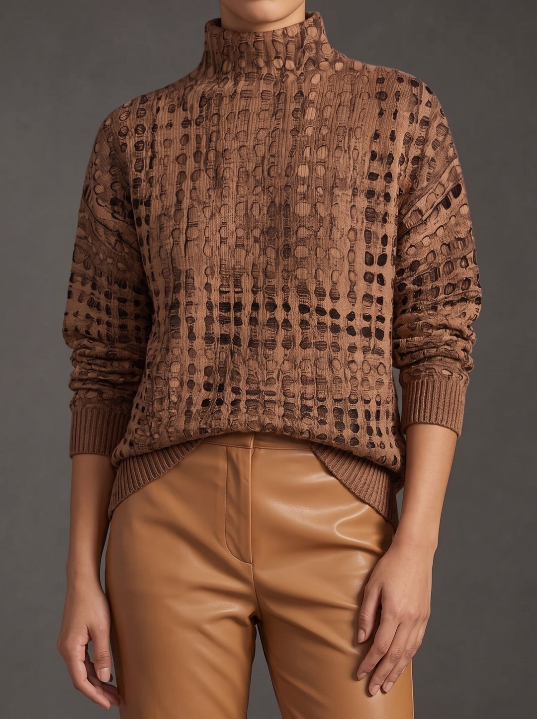 Marnie | Chestnut Lattice Turtleneck