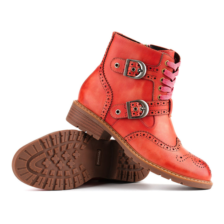 Brennalyn™ | Retro Chic Brogue Buckle Ankle Boots