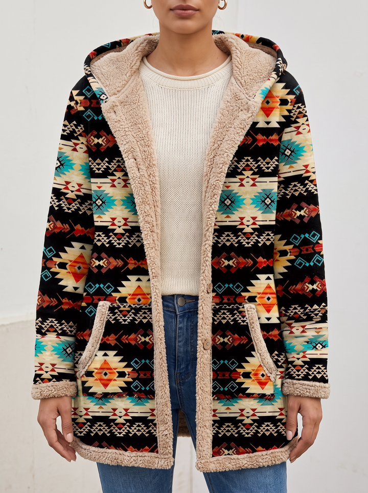 Sableen™ | Hooded Aztec Longline Cardigan