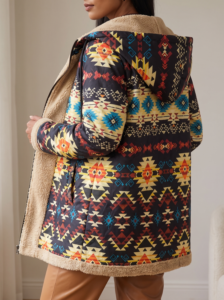 Sableen™ | Hooded Aztec Longline Cardigan