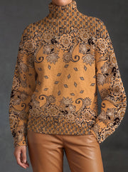 Oleander | Caramel Paisley Turtleneck