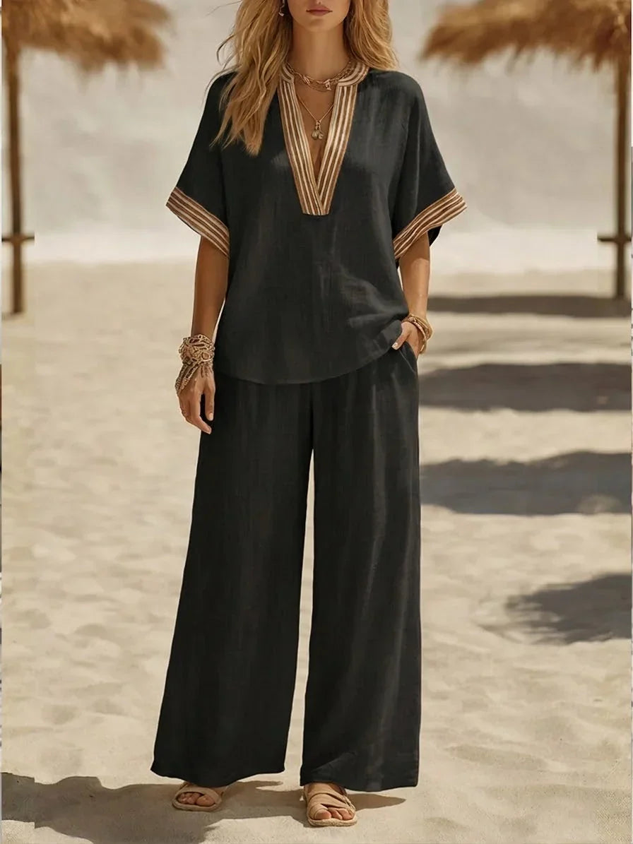 Maribel | Relaxed V-neck two-piece Set
