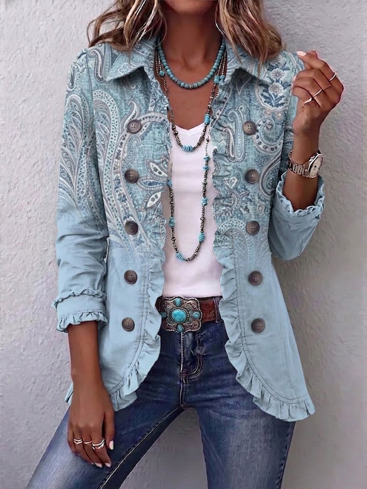 Estrella™ | Women's Vintage Paisley Ruffle Jacket
