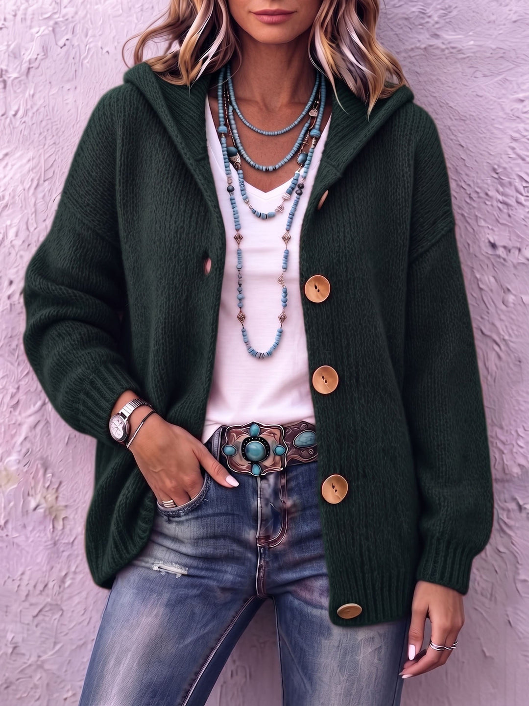 Cozy Chic Hooded Knit Cardigan