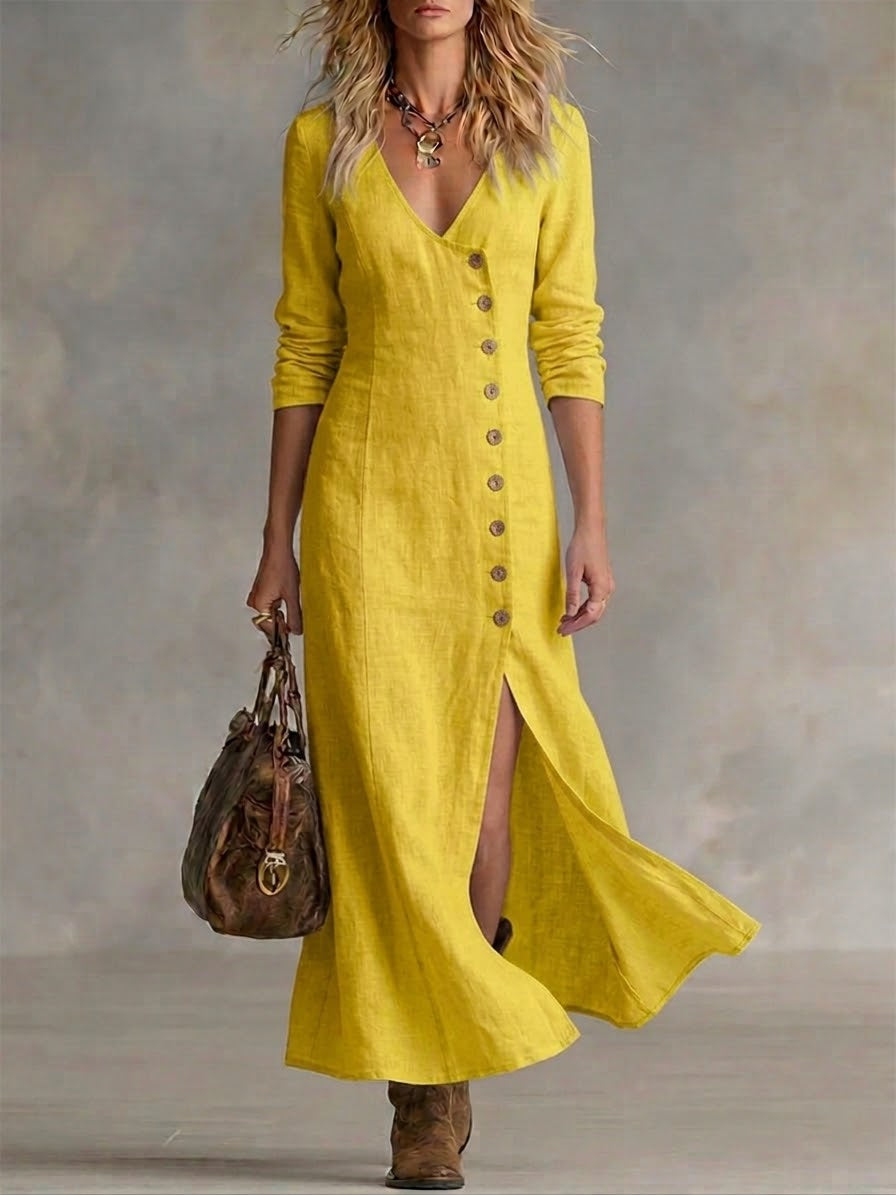Elara™ | Women's Button-Front Maxi Dress