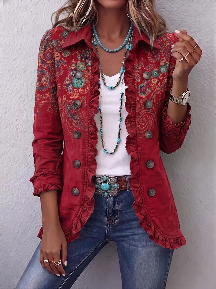 Faylinn™ | Boho-Chic Floral Embroidered Ruffle Jacket