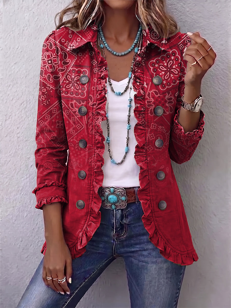 Criselle™ | Bohemian Paisley Ombre Print Ruffled Jacket
