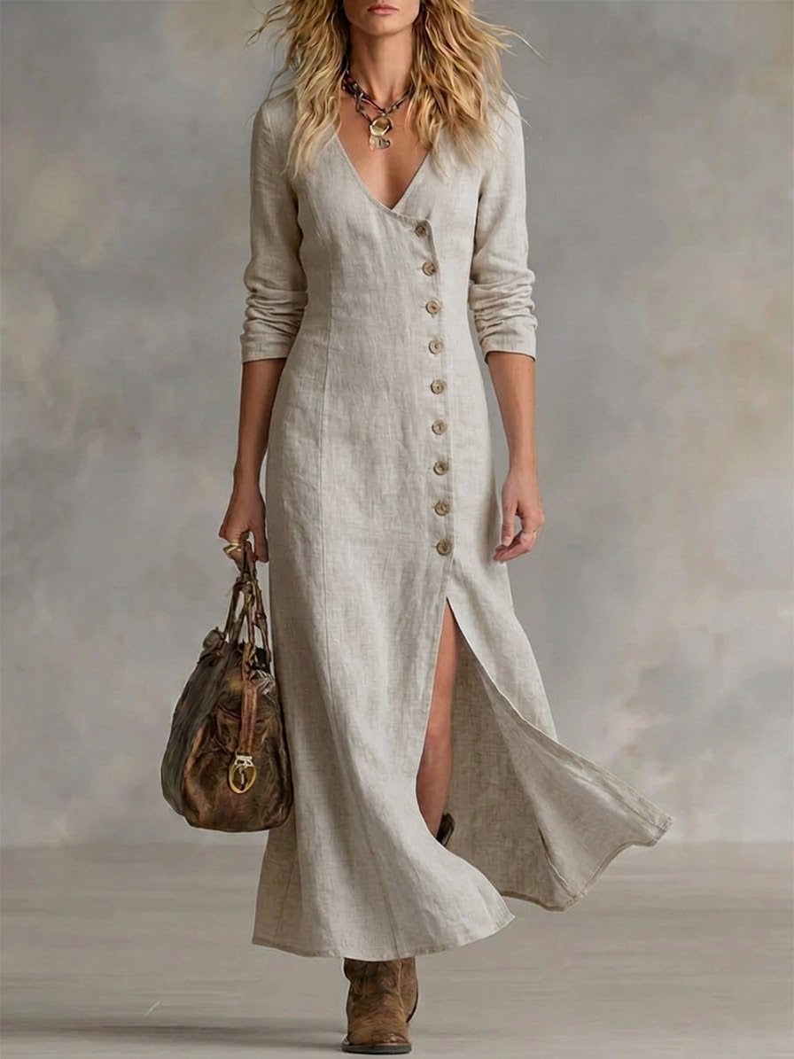 Elara™ | Women's Button-Front Maxi Dress