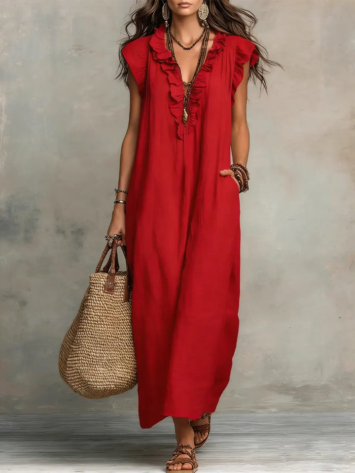 Sienna™ | Women's Boho Ruffle Maxi Dress